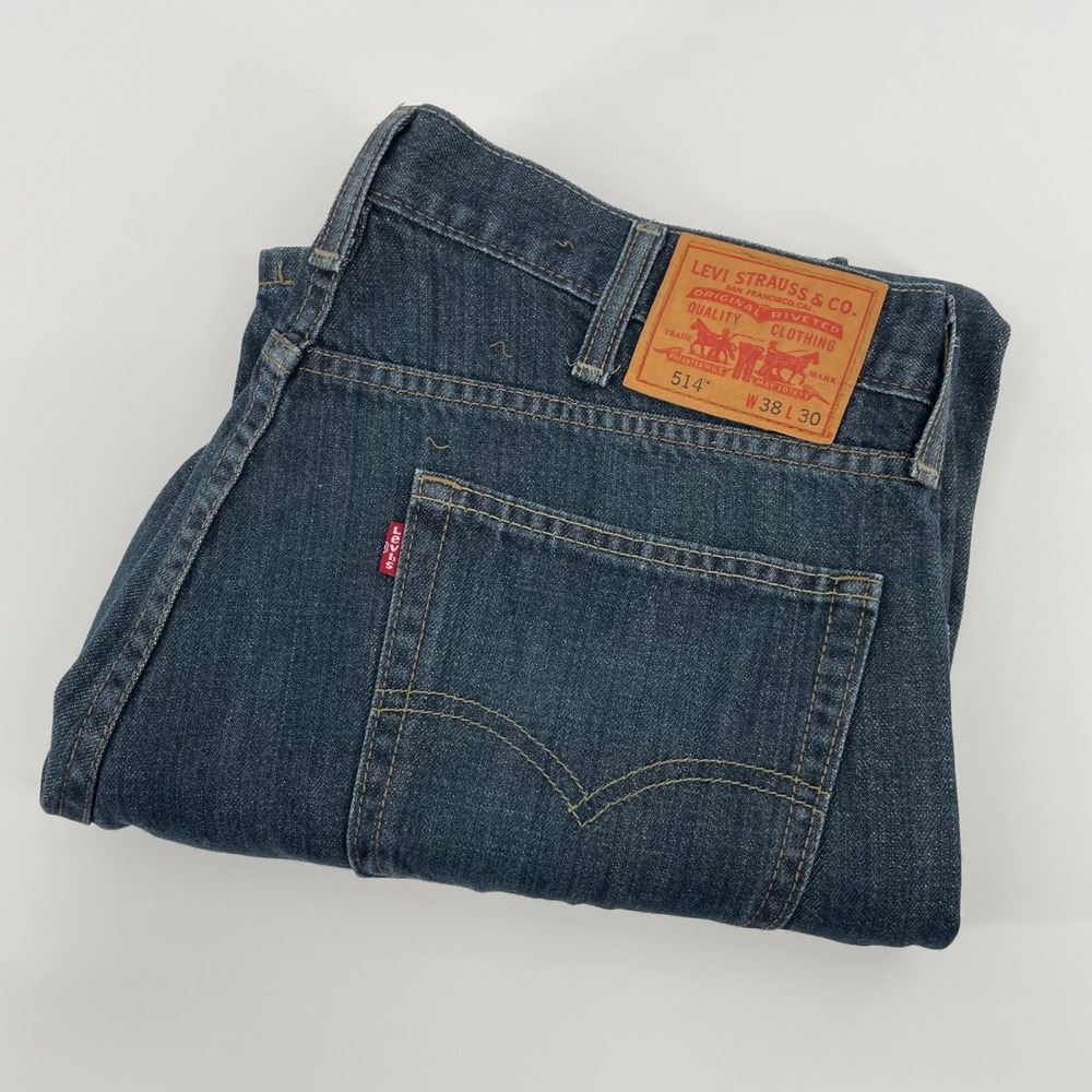 Levis 514 Slim Straight Jeans Men's 38x30 Dark Wash Blue Denim 100% Cotton